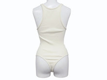 Load image into Gallery viewer, CELINE Bodysuit Top 2A08V372N Half-Zip Side Logo Cotton Rib Ivory Excellent Condition Pre-Owned 4b004935 
