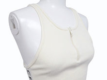 Load image into Gallery viewer, CELINE Bodysuit Top 2A08V372N Half-Zip Side Logo Cotton Rib Ivory Excellent Condition Pre-Owned 4b004935 
