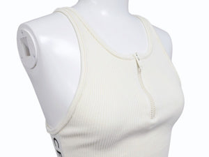 CELINE Bodysuit Top 2A08V372N Half-Zip Side Logo Cotton Rib Ivory Excellent Condition Pre-Owned 4b004935 