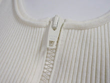 Load image into Gallery viewer, CELINE Bodysuit Top 2A08V372N Half-Zip Side Logo Cotton Rib Ivory Excellent Condition Pre-Owned 4b004935 