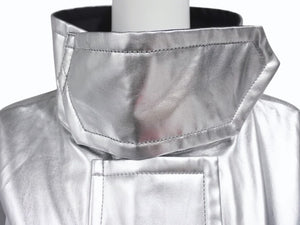 Calvin Klein カルバンクライン 比翼ジャケット アウター サイズ38 コットン ポリウレタンコーティング シルバー ブラック 美品 中古 4b004946