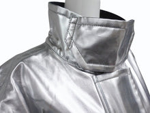 Load image into Gallery viewer, Calvin Klein カルバンクライン 比翼ジャケット アウター サイズ38 コットン ポリウレタンコーティング シルバー ブラック 美品 中古 4b004946