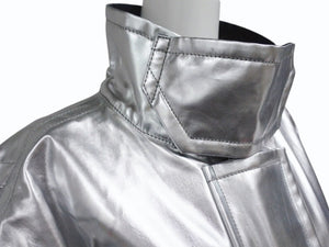 Calvin Klein カルバンクライン 比翼ジャケット アウター サイズ38 コットン ポリウレタンコーティング シルバー ブラック 美品 中古 4b004946