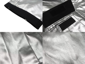 Calvin Klein カルバンクライン 比翼ジャケット アウター サイズ38 コットン ポリウレタンコーティング シルバー ブラック 美品 中古 4b004946