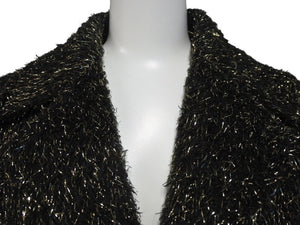 極美品 CELINE セリーヌ チェスターコート 2M159264F サイズ48 アクリル 金属繊維 ブラック ゴールド 中古 4b004947