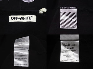 OFF-WHITE オフホワイト リキッド ペイント ジップアップ パーカー ブラック レッド コットン シルバー金具 サイズXL 美品 中古 4b004952