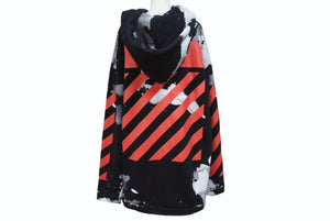 OFF-WHITE オフホワイト リキッド ペイント ジップアップ パーカー ブラック レッド コットン シルバー金具 サイズXL 美品 中古 4b004952