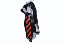 Load image into Gallery viewer, OFF-WHITE オフホワイト リキッド ペイント ジップアップ パーカー ブラック レッド コットン シルバー金具 サイズXL 美品 中古 4b004952