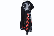Load image into Gallery viewer, OFF-WHITE オフホワイト リキッド ペイント ジップアップ パーカー ブラック レッド コットン シルバー金具 サイズXL 美品 中古 4b004952