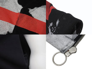 OFF-WHITE オフホワイト リキッド ペイント ジップアップ パーカー ブラック レッド コットン シルバー金具 サイズXL 美品 中古 4b004952