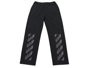 極美品 OFF-WHITE オフホワイト ダイアゴナル刺繍 スウェットパンツ ジョガーパンツ OMCH054F23FLE010 サイズXXL ブラック 中古 4b004953 