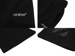 極美品 OFF-WHITE オフホワイト ダイアゴナル刺繍 スウェットパンツ ジョガーパンツ OMCH054F23FLE010 サイズXXL ブラック 中古 4b004953 