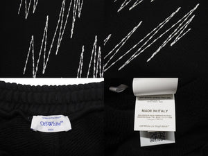 極美品 OFF-WHITE オフホワイト ダイアゴナル刺繍 スウェットパンツ ジョガーパンツ OMCH054F23FLE010 サイズXXL ブラック 中古 4b004953 