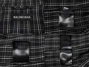 BALENCIAGA バレンシアガ 21SS トラックジャケット 612966 サイズL オーバーサイズ ブラック ロゴ刺繍 チェック柄 美品 中古 4b004962