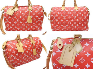新品同様 LOUIS VUITTON ルイヴィトン スピーディ P9 バンドリエール40 M24420 2WAY ボストンバッグ レッド ゴールド金具 中古 4b004964