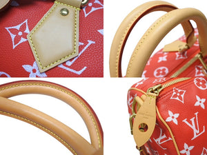 新品同様 LOUIS VUITTON ルイヴィトン スピーディ P9 バンドリエール40 M24420 2WAY ボストンバッグ レッド ゴールド金具 中古 4b004964
