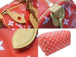 新品同様 LOUIS VUITTON ルイヴィトン スピーディ P9 バンドリエール40 M24420 2WAY ボストンバッグ レッド ゴールド金具 中古 4b004964