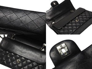 CHANEL シャネル マトラッセ25 Wフラップ Wチェーンショルダーバッグ 6番台 ココマーク ラムスキン ブラック 美品 中古 4b004966