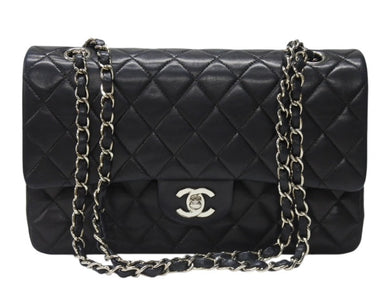 CHANEL シャネル マトラッセ25 Wフラップ Wチェーンショルダーバッグ 6番台 ココマーク ラムスキン ブラック 美品 中古 4b004966