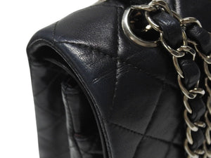 CHANEL シャネル マトラッセ25 Wフラップ Wチェーンショルダーバッグ 6番台 ココマーク ラムスキン ブラック 美品 中古 4b004966