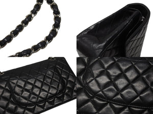 CHANEL シャネル マトラッセ25 Wフラップ Wチェーンショルダーバッグ 6番台 ココマーク ラムスキン ブラック 美品 中古 4b004966