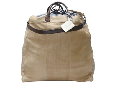BRUNELLO CUCINELLI ブルネロクチネリ 2WAYバッグ レザー カシミヤ ベージュ ブラウン グレー アンティークシルバー金具 美品 中古 4b004967