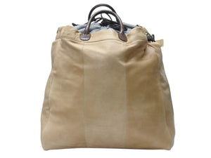 BRUNELLO CUCINELLI ブルネロクチネリ 2WAYバッグ レザー カシミヤ ベージュ ブラウン グレー アンティークシルバー金具 美品 中古 4b004967