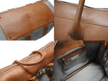 Load image into Gallery viewer, Brunello Cucinelli ブルネロクチネリ カントリーバッグ ビジネスバッグ レザー ウール ブラウン グレー シルバー金具 美品 中古 4b004968