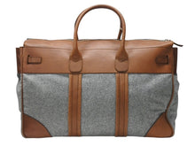 Load image into Gallery viewer, Brunello Cucinelli ブルネロクチネリ カントリーバッグ ビジネスバッグ レザー ウール ブラウン グレー シルバー金具 美品 中古 4b004968