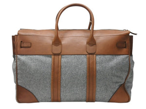 Brunello Cucinelli ブルネロクチネリ カントリーバッグ ビジネスバッグ レザー ウール ブラウン グレー シルバー金具 美品 中古 4b004968