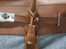 Load image into Gallery viewer, Brunello Cucinelli ブルネロクチネリ カントリーバッグ ビジネスバッグ レザー ウール ブラウン グレー シルバー金具 美品 中古 4b004968