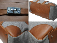 Load image into Gallery viewer, Brunello Cucinelli ブルネロクチネリ カントリーバッグ ビジネスバッグ レザー ウール ブラウン グレー シルバー金具 美品 中古 4b004968