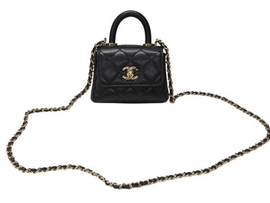 新品未使用 CHANEL シャネル マイクロミニ マトラッセ ハンドバッグ ショルダーバッグ ランダム番台 キャビアスキン ブラック 中古 4b004969