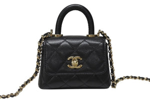 新品未使用 CHANEL シャネル マイクロミニ マトラッセ ハンドバッグ ショルダーバッグ ランダム番台 キャビアスキン ブラック 中古 4b004969