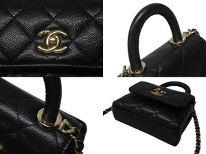 新品未使用 CHANEL シャネル マイクロミニ マトラッセ ハンドバッグ ショルダーバッグ ランダム番台 キャビアスキン ブラック 中古 4b004969
