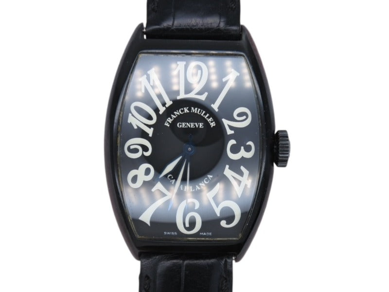 FRANCK MULLER フランクミュラー カサブランカ ノアール Ref.5850 SC CASA NR 100本限定 腕時計 黒文字盤 型押し革ベルト 自動巻き 美品 中古 4b007869