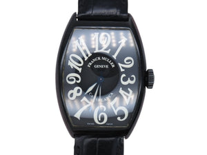 FRANCK MULLER フランクミュラー カサブランカ ノアール Ref.5850 SC CASA NR 100本限定 腕時計 黒文字盤 型押し革ベルト 自動巻き 美品 中古 4b007869