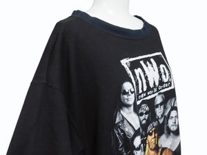極美品 VINTAGE ヴィンテージ 90s nWo New World Order ホワイト アンド ブラック アタック Tシャツ サイズXL 1999年プロレス 中古 4b004985 