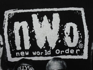極美品 VINTAGE ヴィンテージ 90s nWo New World Order ホワイト アンド ブラック アタック Tシャツ サイズXL 1999年プロレス 中古 4b004985 