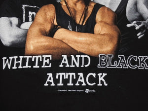 極美品 VINTAGE ヴィンテージ 90s nWo New World Order ホワイト アンド ブラック アタック Tシャツ サイズXL 1999年プロレス 中古 4b004985 