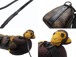 極美品 LOUIS VUITTON ルイヴィトン キーポルXS LVフレンドニットパペット ヴァージル期 M80118 モノグラムキャンバス レザー ブラウン オレンジ 中古 4b004886