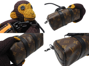 極美品 LOUIS VUITTON ルイヴィトン キーポルXS LVフレンドニットパペット ヴァージル期 M80118 モノグラムキャンバス レザー ブラウン オレンジ 中古 4b004886