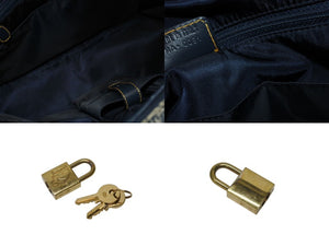 Christian Dior クリスチャンディオール ダブルサドルバッグ MA-0091トロッター ネイビー キャンバス レザー 美品 中古 4b004991