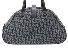 Load image into Gallery viewer, Christian Dior クリスチャンディオール ダブルサドルバッグ MA-0091トロッター ネイビー キャンバス レザー 美品 中古 4b004991