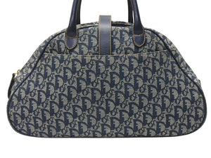 Christian Dior クリスチャンディオール ダブルサドルバッグ MA-0091トロッター ネイビー キャンバス レザー 美品 中古 4b004991