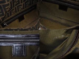 FENDI フェンディ ハンドバッグ ズッカ柄 マンマバケット ブラウン キャンバス レザー 26424 シルバー金具 美品 中古 4b004992