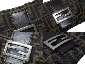 FENDI フェンディ ハンドバッグ ズッカ柄 マンマバケット ブラウン キャンバス レザー 26424 シルバー金具 美品 中古 4b004992