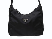 Load image into Gallery viewer, PRADA プラダ ホーボー ワンショルダーバッグ MV515 トライアングルロゴ ナイロン ブラック 美品 中古 4b004994