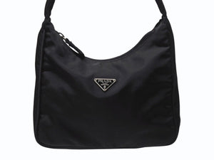 PRADA プラダ ホーボー ワンショルダーバッグ MV515 トライアングルロゴ ナイロン ブラック 美品 中古 4b004994