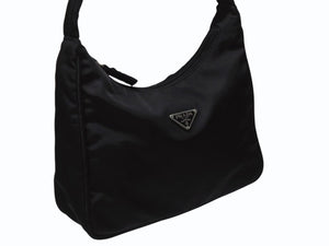 PRADA プラダ ホーボー ワンショルダーバッグ MV515 トライアングルロゴ ナイロン ブラック 美品 中古 4b004994